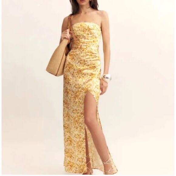 Reformation Womens Barrow Silk Maxi Dress Goldfinch Yellow Size 12 NWT - Picture 2 of 11